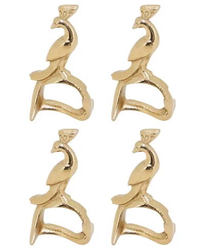 Saro Lifestyle Gilded Peacock Napkin Ring, Set Of 4 In Gold