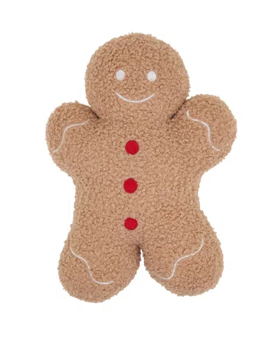Saro Lifestyle Gingerbread Man Poly Filled Decorative Pillow, 9" X 12" In Brown