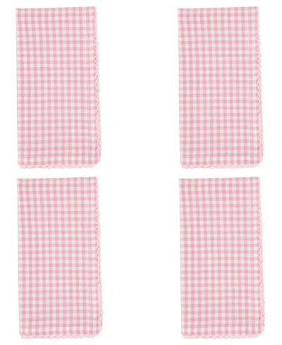 Saro Lifestyle Gingham Design Table Napkins, Set Of 4 In Red