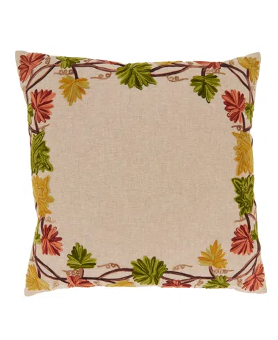 SARO LIFESTYLE GOLDEN GROVE LEAF POLY FILLED DECORATIVE PILLOW, 20" X 20"