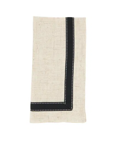 Saro Lifestyle Grosgrain Accent Napkin Set Of 4, 20"x20" In Black