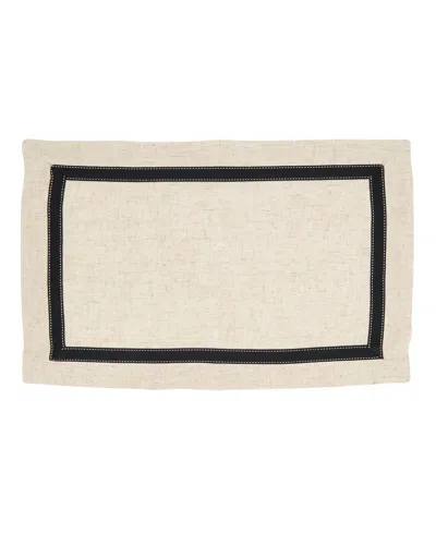 Saro Lifestyle Grosgrain Accent Placemat Set Of 4, 14"x20" In Black