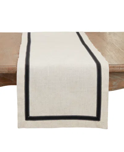 Saro Lifestyle Grosgrain Accent Table Runner, 16"x54" In Neutral