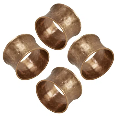 Saro Lifestyle Hammered Napkin Rings - Set Of 4 In Dark Gold