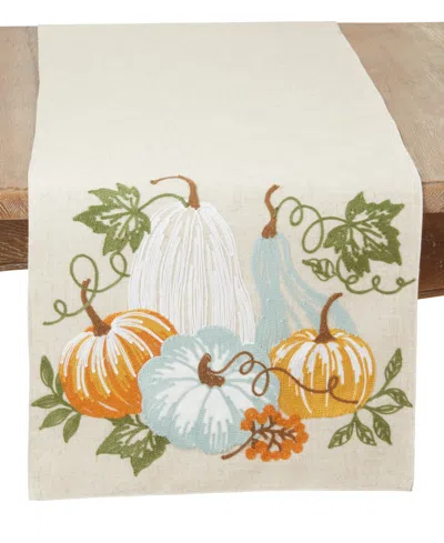 Saro Lifestyle Harvest Bounty Pumpkin Table Runner, 16" X 70" In Multi