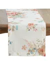 Saro Lifestyle Hemstitch Floral Table Runner, 16" X 72" In Multi