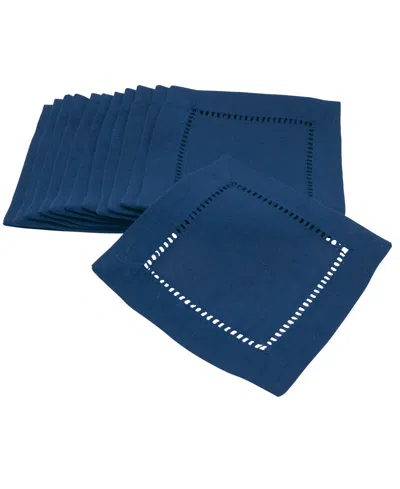 Saro Lifestyle Hemstitched Border Napkins, Set Of 12 In Blue