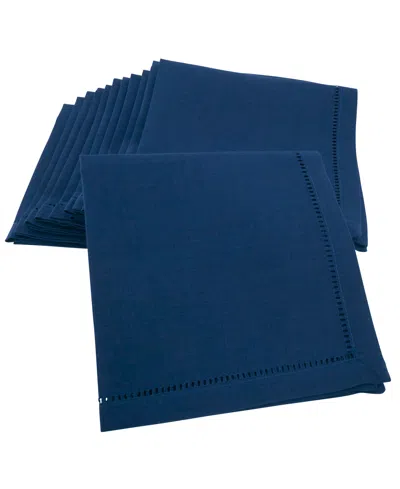 Saro Lifestyle Hemstitched Border Napkins, Set Of 12 In Blue