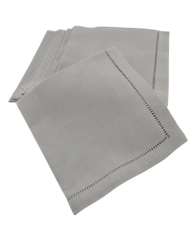 Saro Lifestyle Hemstitched Border Napkins, Set Of 12 In Gray