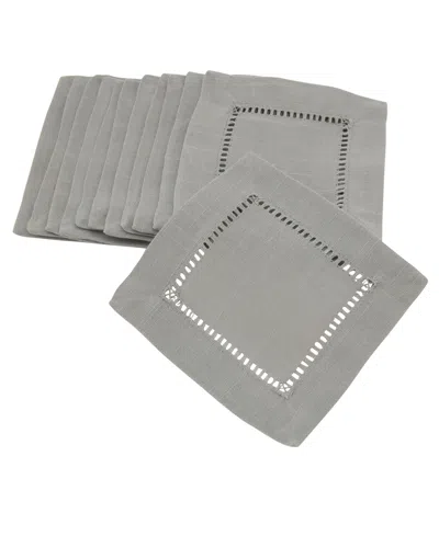 Saro Lifestyle Hemstitched Border Napkins, Set Of 12 In Gray