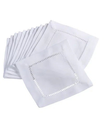 Saro Lifestyle Hemstitched Border Napkins, Set Of 12 In White