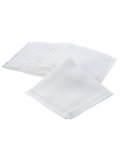 Saro Lifestyle Hemstitched Border Napkins, Set Of 12 In White