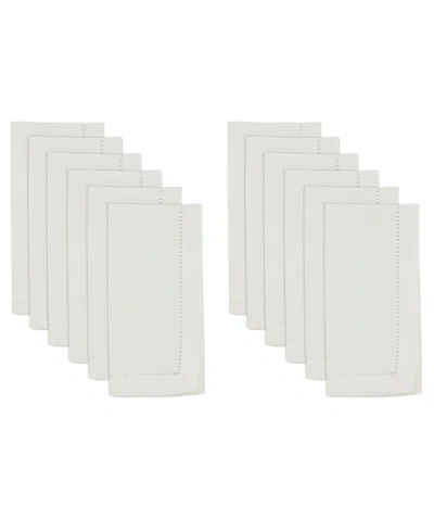 Saro Lifestyle Hemstitched Border Napkins, Set Of 12 In White