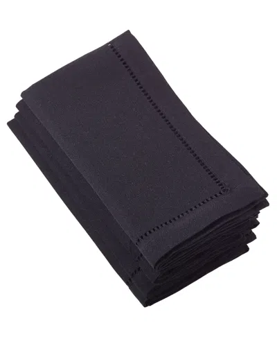 Saro Lifestyle Hemstitched Border Napkins, Set Of 4 In Black
