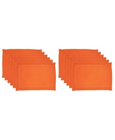 Saro Lifestyle Hemstitched Border Placemat, Set Of 12 In Orange