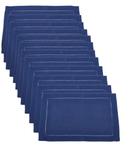 Saro Lifestyle Hemstitched Border Placemats, Set Of 12 In Blue