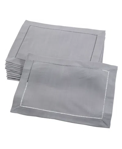 Saro Lifestyle Hemstitched Border Placemats, Set Of 12 In Gray