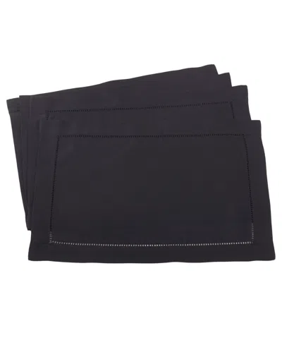 Saro Lifestyle Hemstitched Border Placemats, Set Of 4 In Black