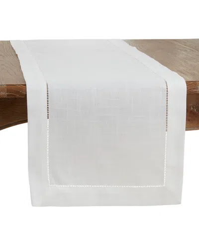Saro Lifestyle Hemstitched Border Table Runner, 16" X 54" In Ivory