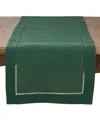 Saro Lifestyle Hemstitched Border Table Runner, 16" X 54" In Jasper Green
