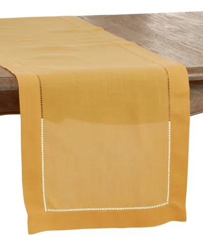 Saro Lifestyle Hemstitched Border Table Runner, 16" X 54" In Mustard