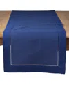 Saro Lifestyle Hemstitched Border Table Runner, 16" X 54" In Navy Blue