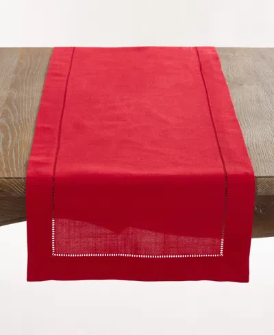 Saro Lifestyle Hemstitched Border Table Runner, 16" X 54" In Red