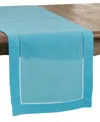 Saro Lifestyle Hemstitched Border Table Runner, 16" X 54" In Turquoise