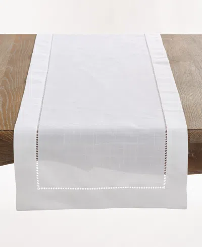 Saro Lifestyle Hemstitched Border Table Runner, 16" X 54" In White