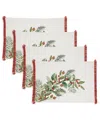 Saro Lifestyle Holly Branch Placemat, Set Of 4 In Multi