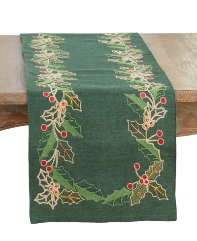 Saro Lifestyle Holly Table Runner, 16" X 72" In Green