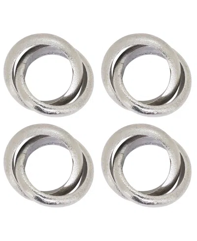 Saro Lifestyle Interlock Napkin Ring, Set Of 4 In Silver