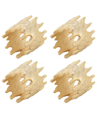 Saro Lifestyle Jagged Edge Napkin Ring, Set Of 4 In Gold