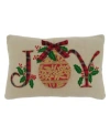 Saro Lifestyle Joy Holly And Ivy Decorative Pillow, 14" X 22" In Natural