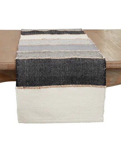 Saro Lifestyle Jute Accent Stripe Table Runner, 16"x72" In Gray