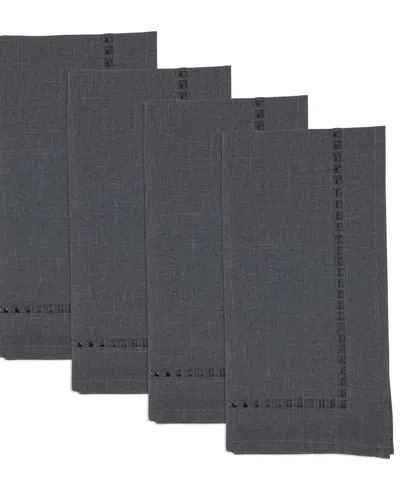 Saro Lifestyle Laser-cut Hemstitch Napkin, Set Of 4 In Black