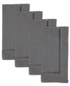Saro Lifestyle Laser-cut Hemstitch Napkin, Set Of 4 In Charcoal