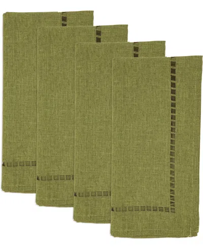 Saro Lifestyle Laser-cut Hemstitch Napkin, Set Of 4 In Green
