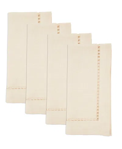 Saro Lifestyle Laser-cut Hemstitch Napkin, Set Of 4 In Ivory