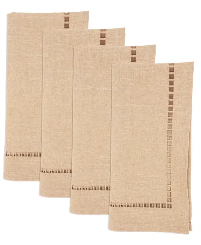 Saro Lifestyle Laser-cut Hemstitch Napkin, Set Of 4 In Natural