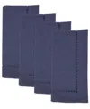 Saro Lifestyle Laser-cut Hemstitch Napkin, Set Of 4 In Navy Blue