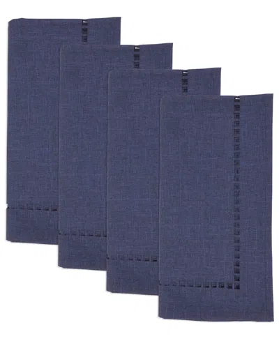Saro Lifestyle Laser-cut Hemstitch Napkin, Set Of 4 In Navy Blue