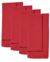 Saro Lifestyle Laser-cut Hemstitch Napkin, Set Of 4 In Red