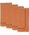 Saro Lifestyle Laser-cut Hemstitch Napkin, Set Of 4 In Rust
