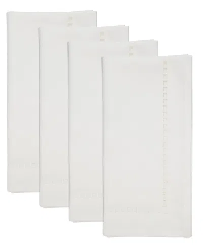 Saro Lifestyle Laser-cut Hemstitch Napkin, Set Of 4 In White