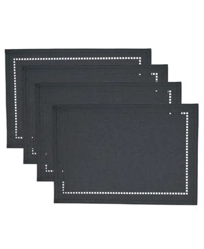 Saro Lifestyle Laser-cut Hemstitch Placemat, Set Of 4 In Black