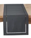 Saro Lifestyle Laser-cut Hemstitch Table Runner, 14" X 20" In Black