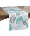 Saro Lifestyle Leaf Print Runner In Seafoam
