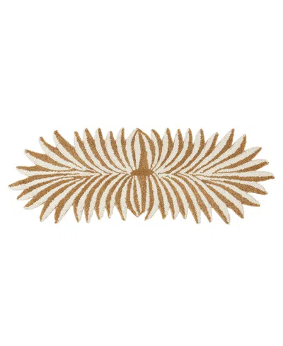 Saro Lifestyle Leafy Elegance Beaded Table Runner, 12" X 33" In Gold