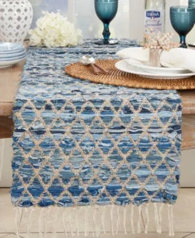 Saro Lifestyle Leno Stripe Collection In Blue-grey